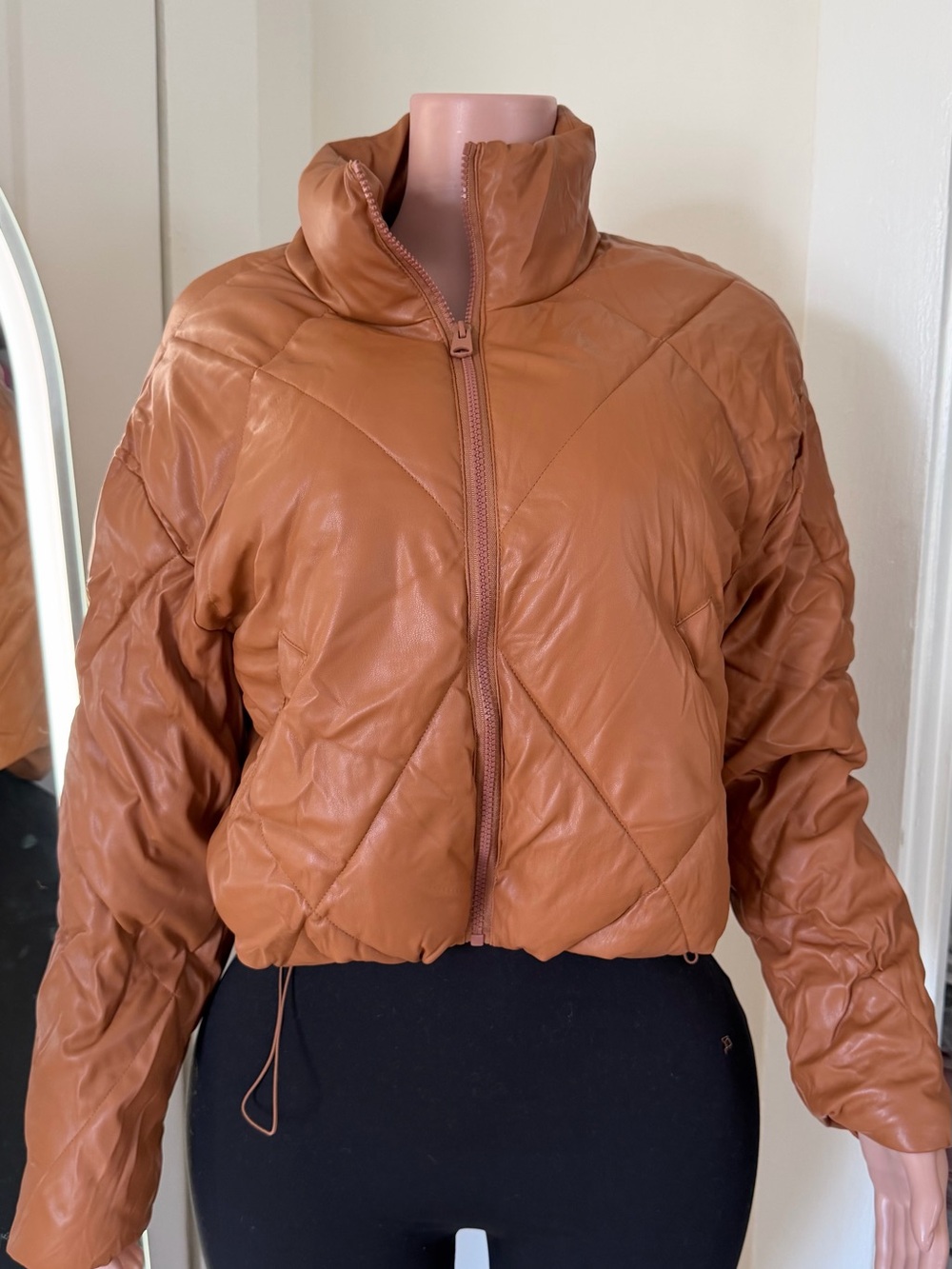 Women's Camel Quilted Puffer Jacket